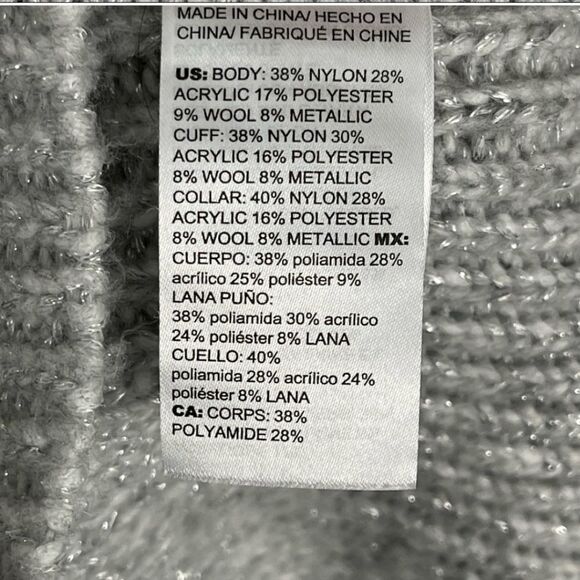 White House Black Market gray pom pom Sweater wool blend - Picture 4 of 4